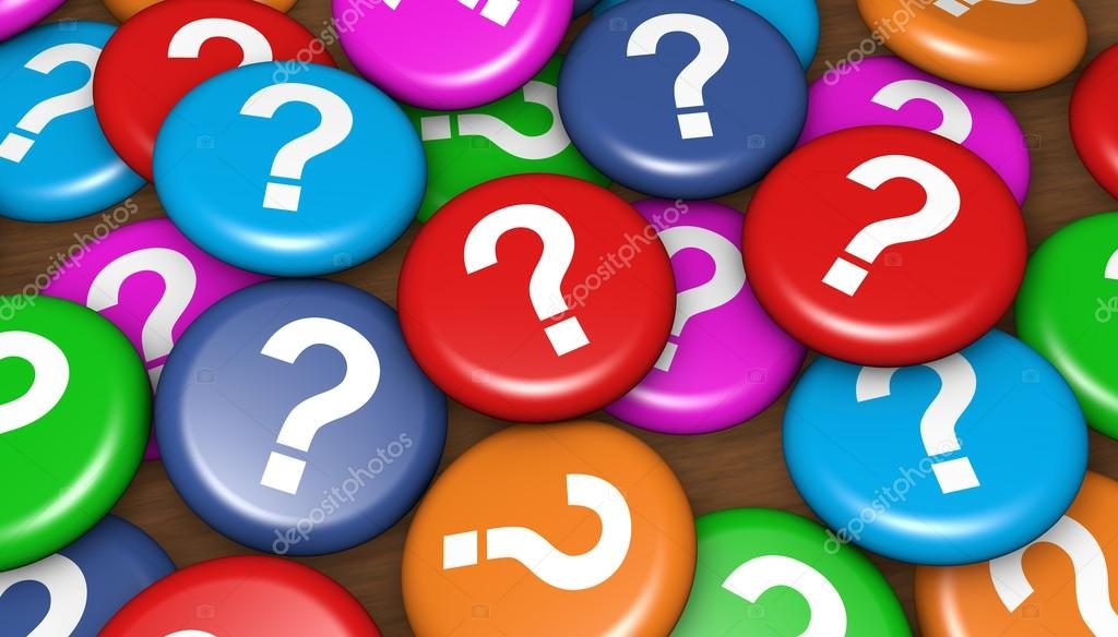 Diversos botons com pontos de interrogação coloridos para lembrar o corretor de imóveis de fazer as perguntas certas quando fizer oferta ativa de imóveis