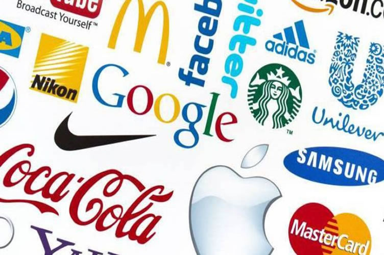 Quadro com diversas marcas como Google, Nike, Samsung, Coca cola e etc